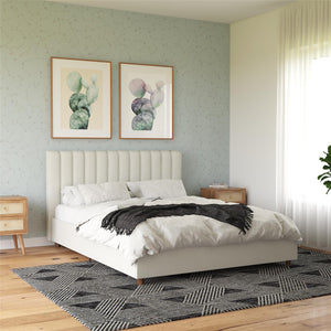 Novogratz Brittany Upholstered Bed with Storage Drawers - Gray - Queen