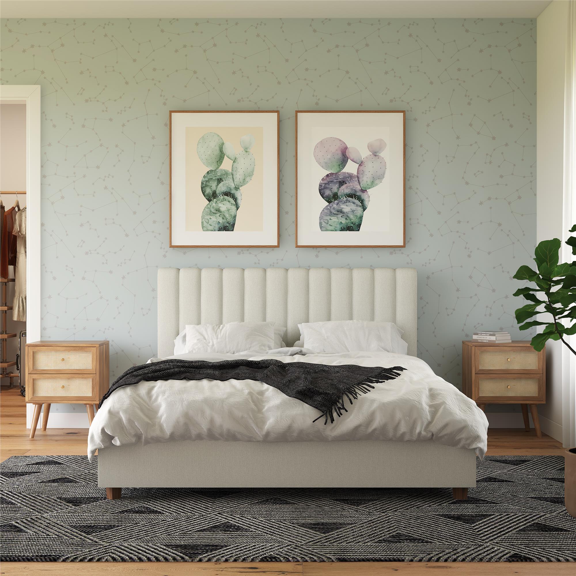 Novogratz Brittany Upholstered Bed with Storage Drawers - Gray - Queen