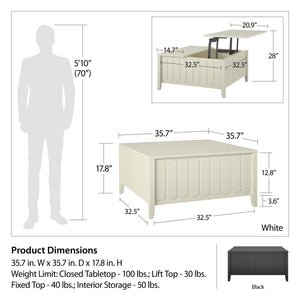 Novogratz Her Majesty Lift Top Coffee Table - White