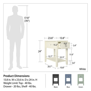 Novogratz Her Majesty Narrow Side Table - White