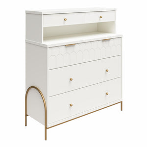 CosmoLiving Anastasia 4 Drawer Dresser w/ Hutch - White