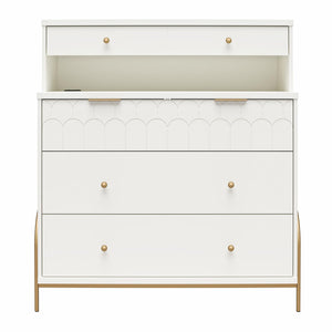 CosmoLiving Anastasia 4 Drawer Dresser w/ Hutch - White