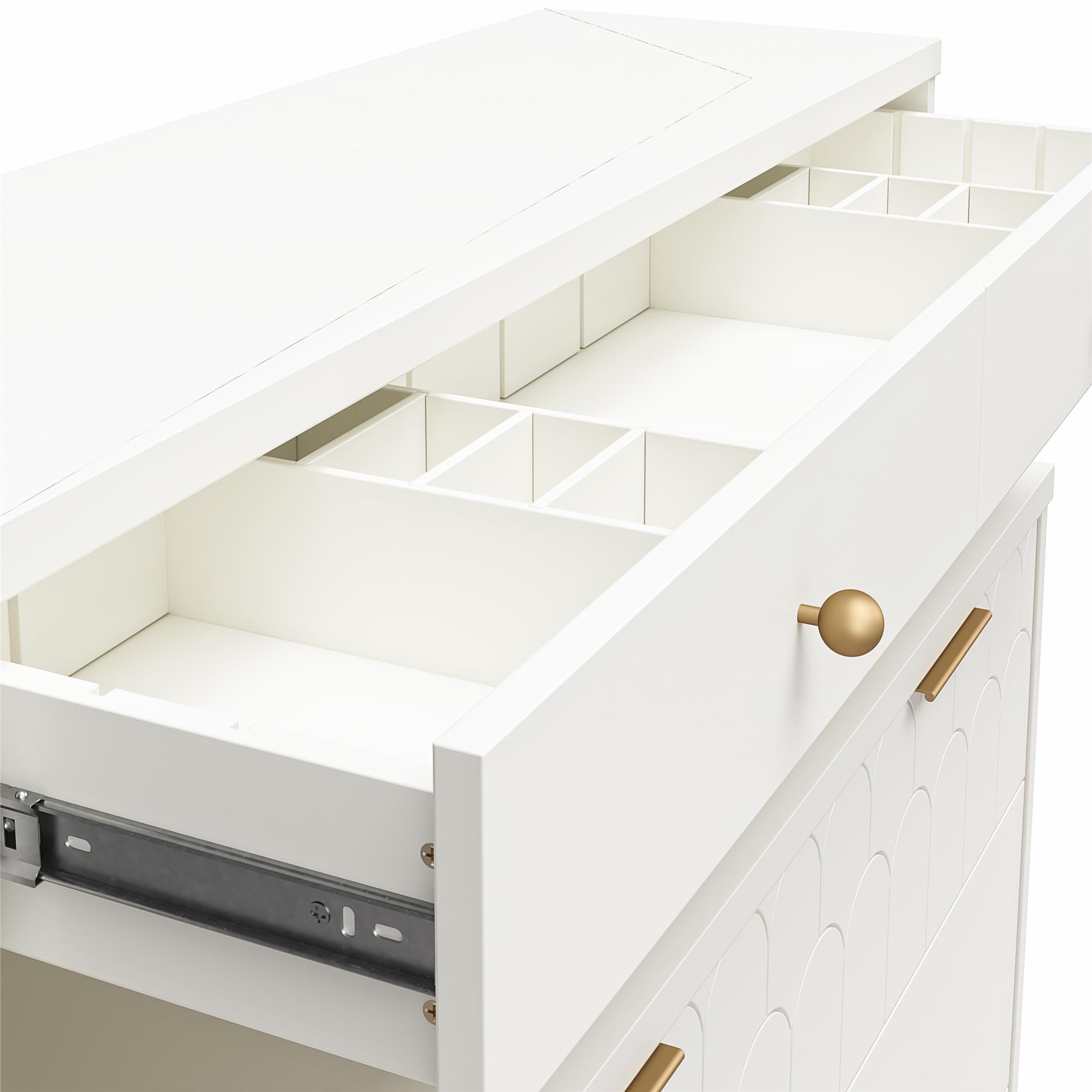 CosmoLiving Anastasia 4 Drawer Dresser w/ Hutch - White