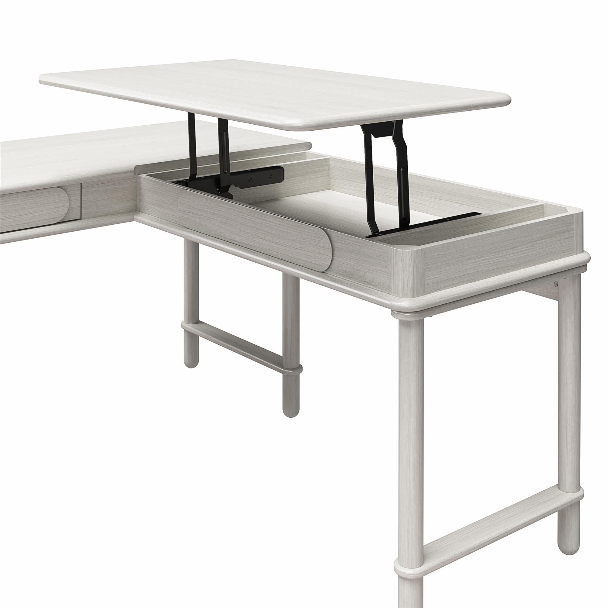 CosmoLiving Selena Lift-top L Desk - Rustic White
