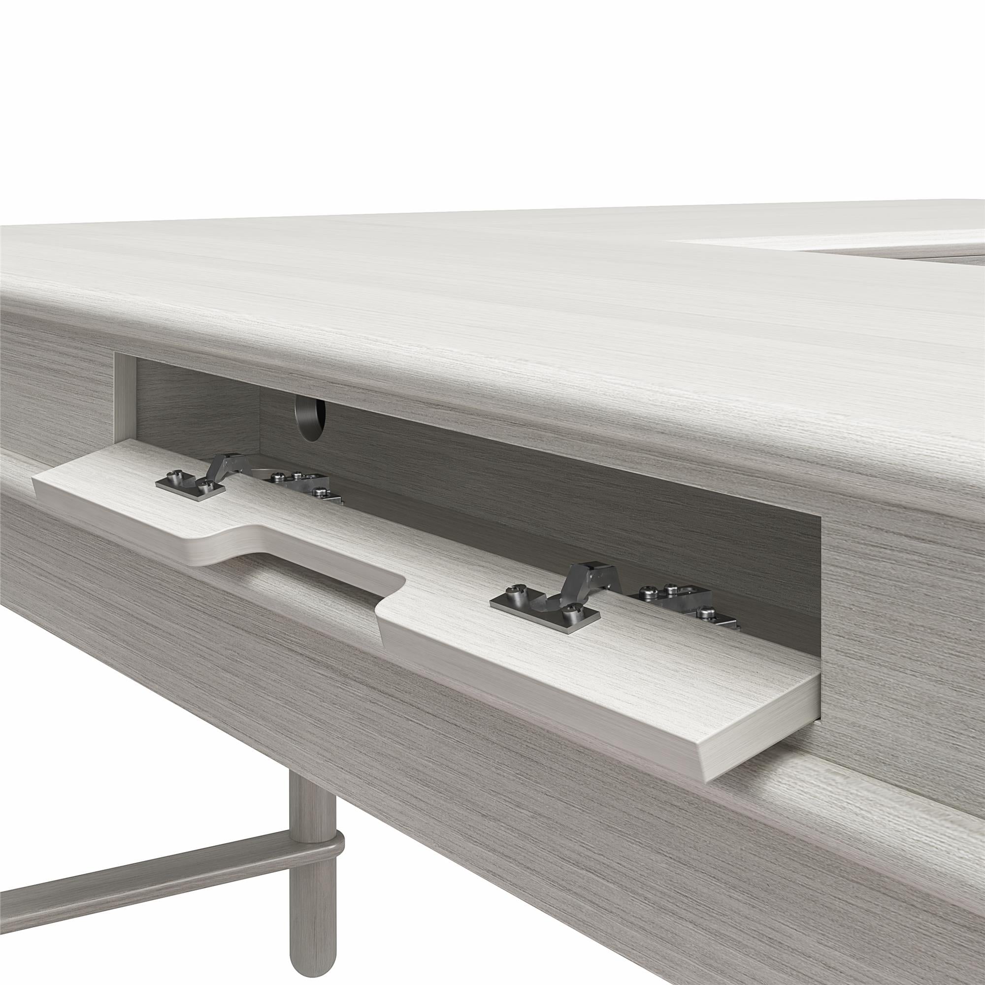 CosmoLiving Selena Lift-top L Desk - Rustic White