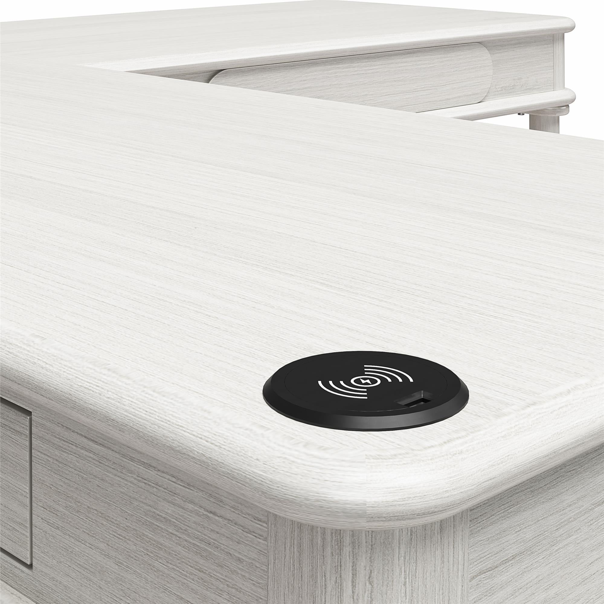 CosmoLiving Selena Lift-top L Desk - Rustic White