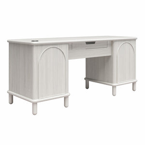 CosmoLiving Selena Double Pedestal Desk - Rustic White