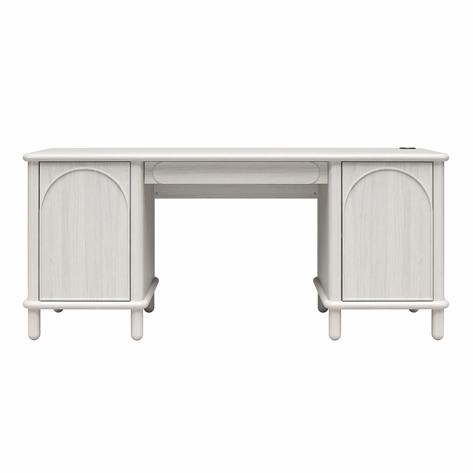 CosmoLiving Selena Double Pedestal Desk - Rustic White