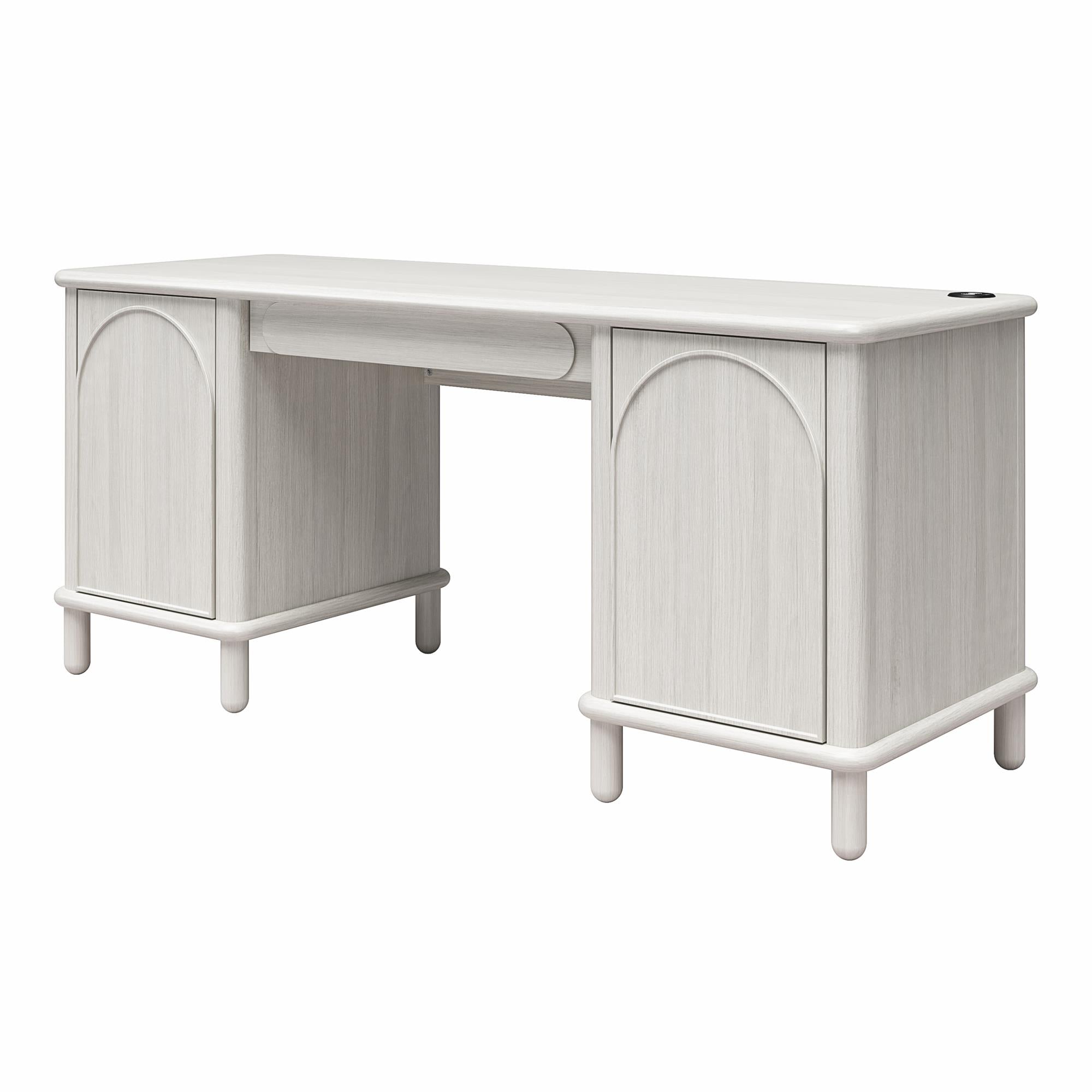CosmoLiving Selena Double Pedestal Desk - Rustic White