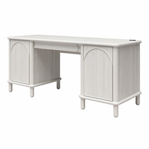 CosmoLiving Selena Double Pedestal Desk - Rustic White