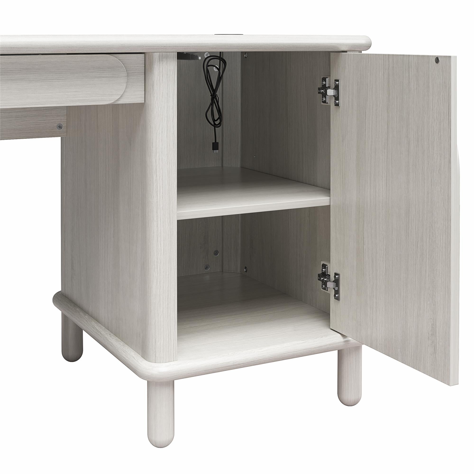 CosmoLiving Selena Double Pedestal Desk - Rustic White