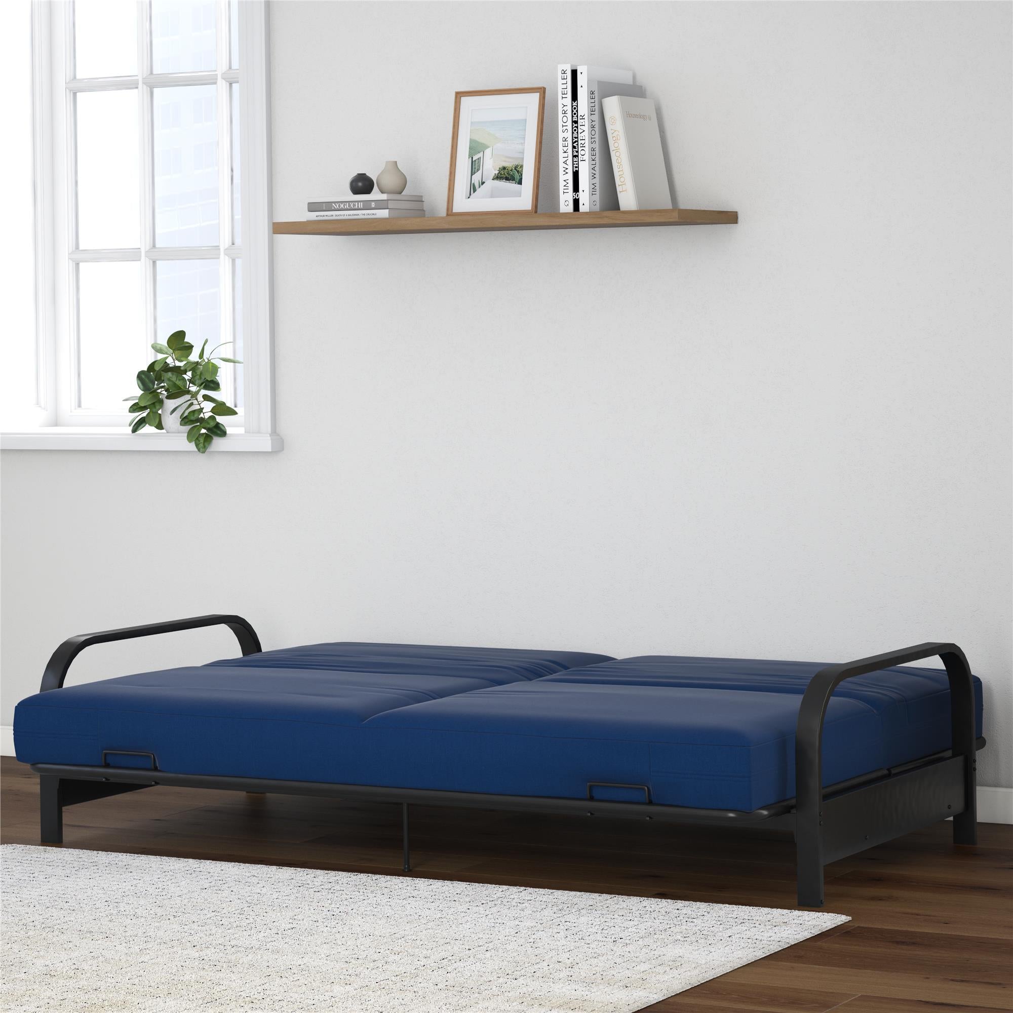 DHP Elbern Futon Set with Metal Frame and Mattress - Blue - Full