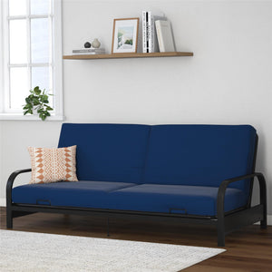 DHP Elbern Futon Set with Metal Frame and Mattress - Blue - Full