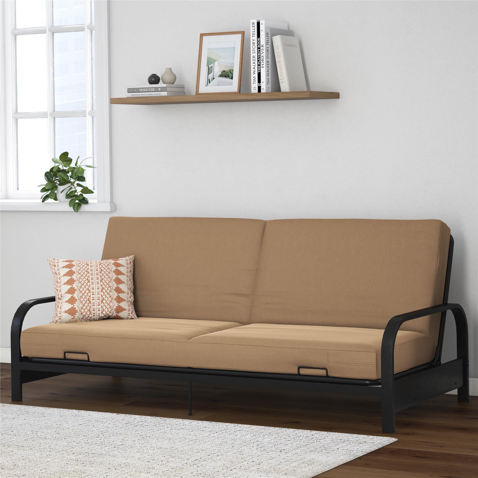 DHP Elbern Futon Set with Metal Frame and Mattress - Tan - Full