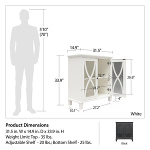 Ameriwood Home Celeste Accent Cabinet with Glass Doors - White