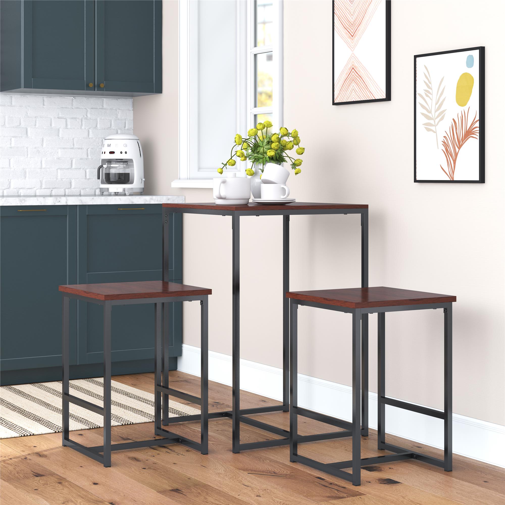 Novogratz Bungalow 3-Piece Dining Set - Black