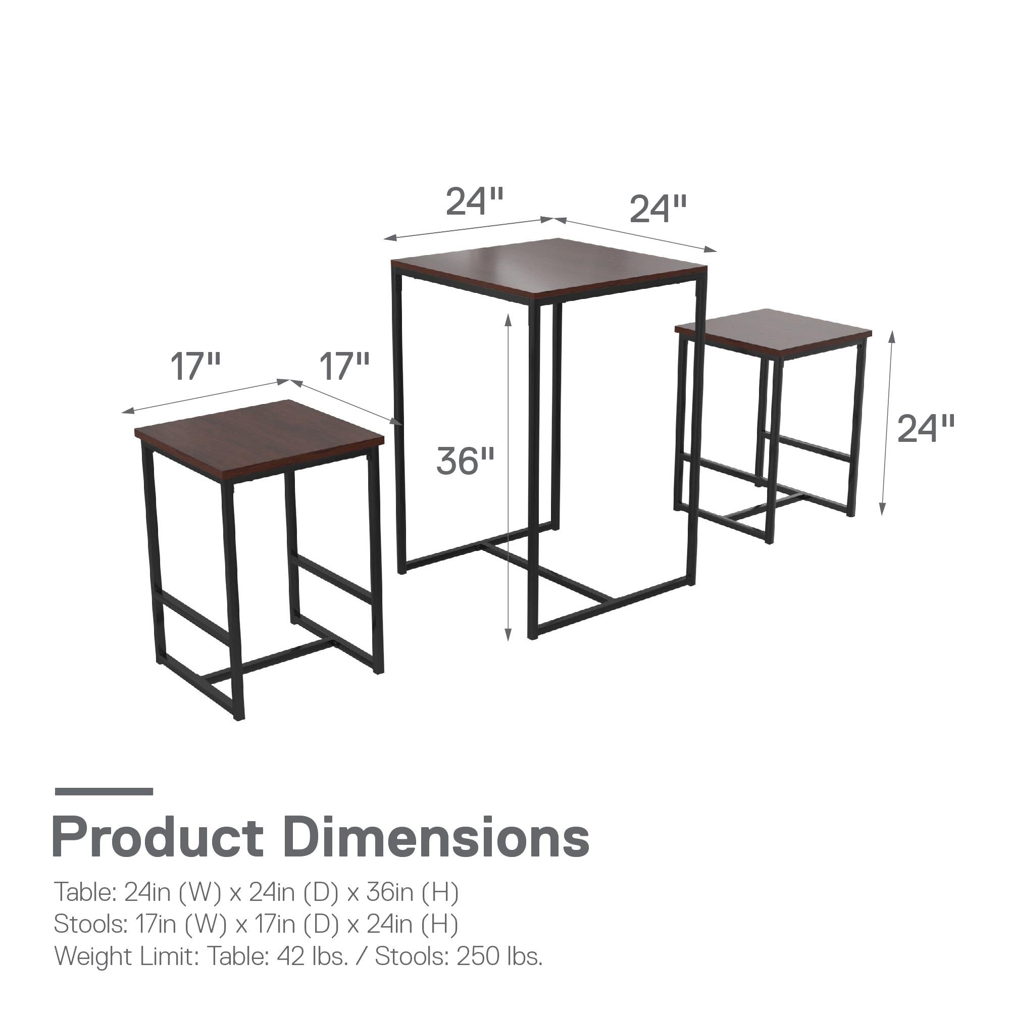 Novogratz Bungalow 3-Piece Dining Set - Black