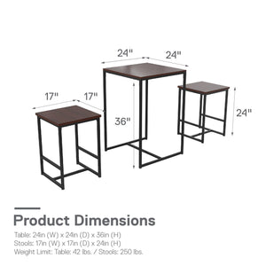 Novogratz Bungalow 3-Piece Dining Set - Black
