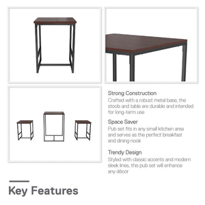 Novogratz Bungalow 3-Piece Dining Set - Black