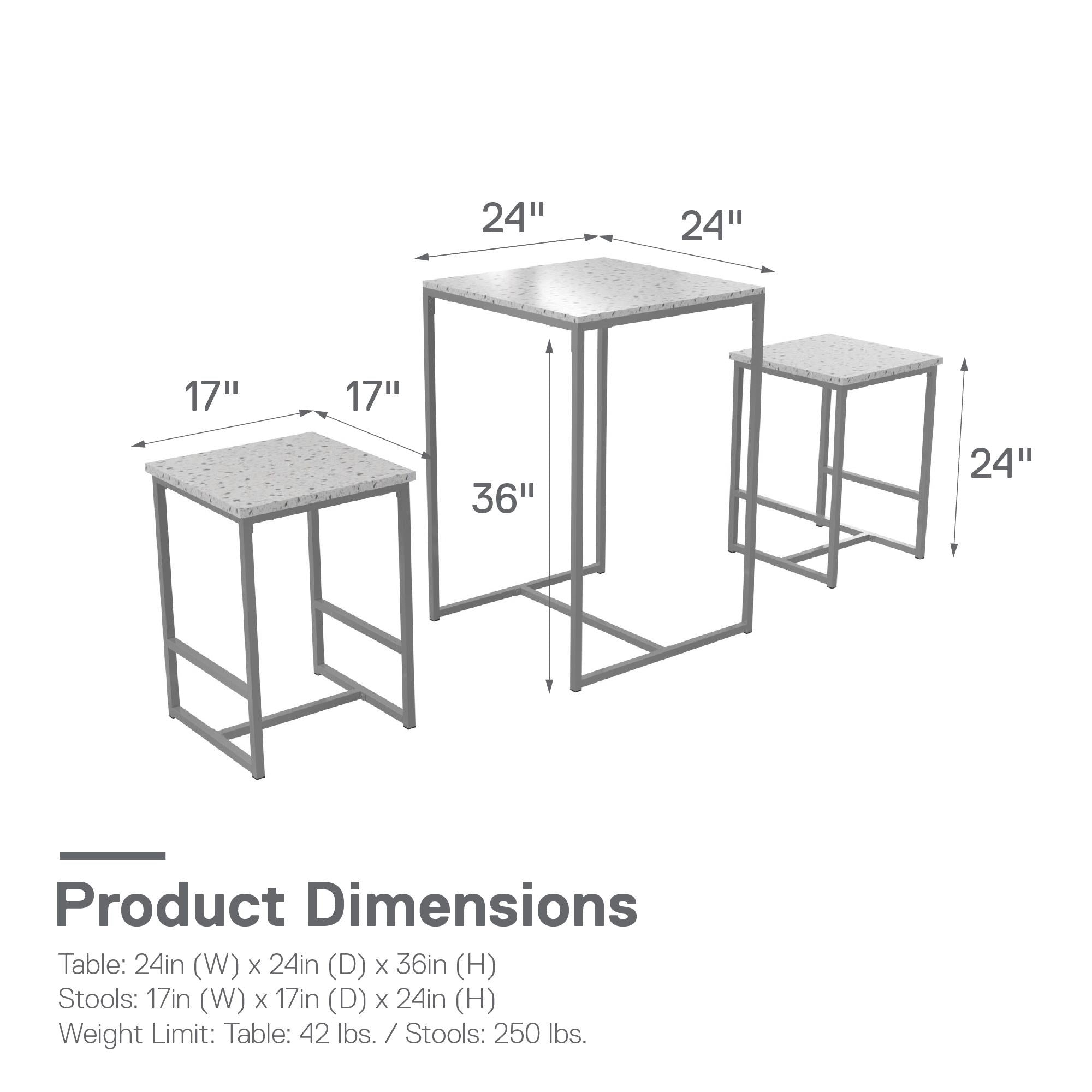 Novogratz Bungalow 3-Piece Dining Set - Gray
