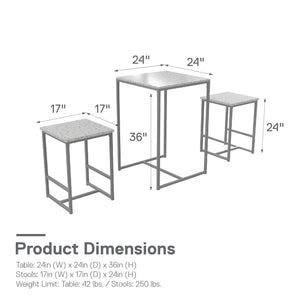 Novogratz Bungalow 3-Piece Dining Set - Gray
