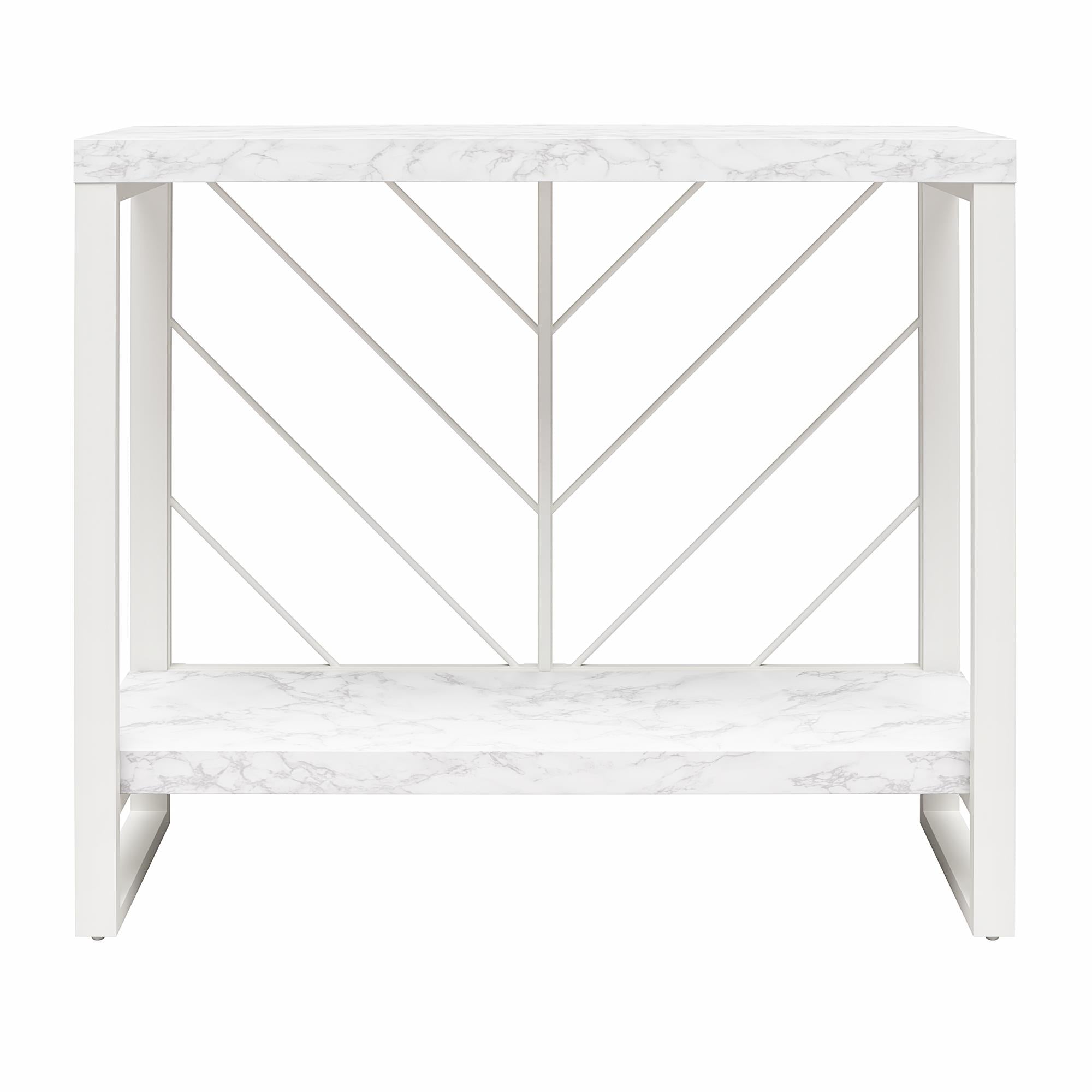 CosmoLiving Brielle Console Table - White marble