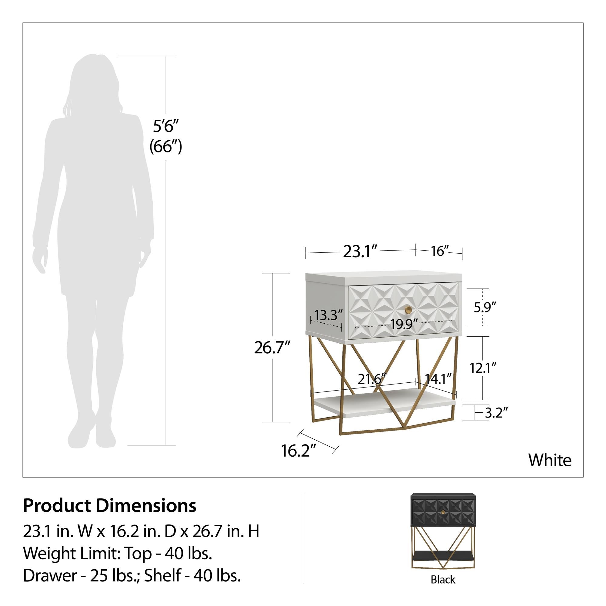CosmoLiving Blair Accent Table, - Black
