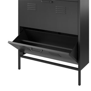 Systembuild Evolution Mission District 3 Door Locker Style Metal Shoe Storage Cabinet - Black