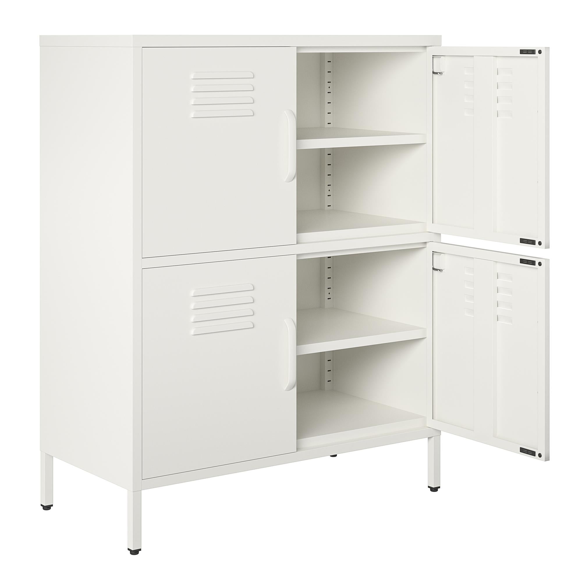 Systembuild Evolution Mission District 4 Door Metal Locker Storage Cabinet - White