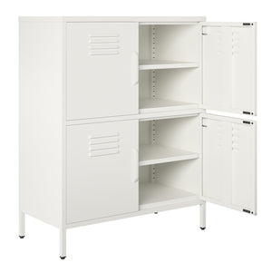 Systembuild Evolution Mission District 4 Door Metal Locker Storage Cabinet - White