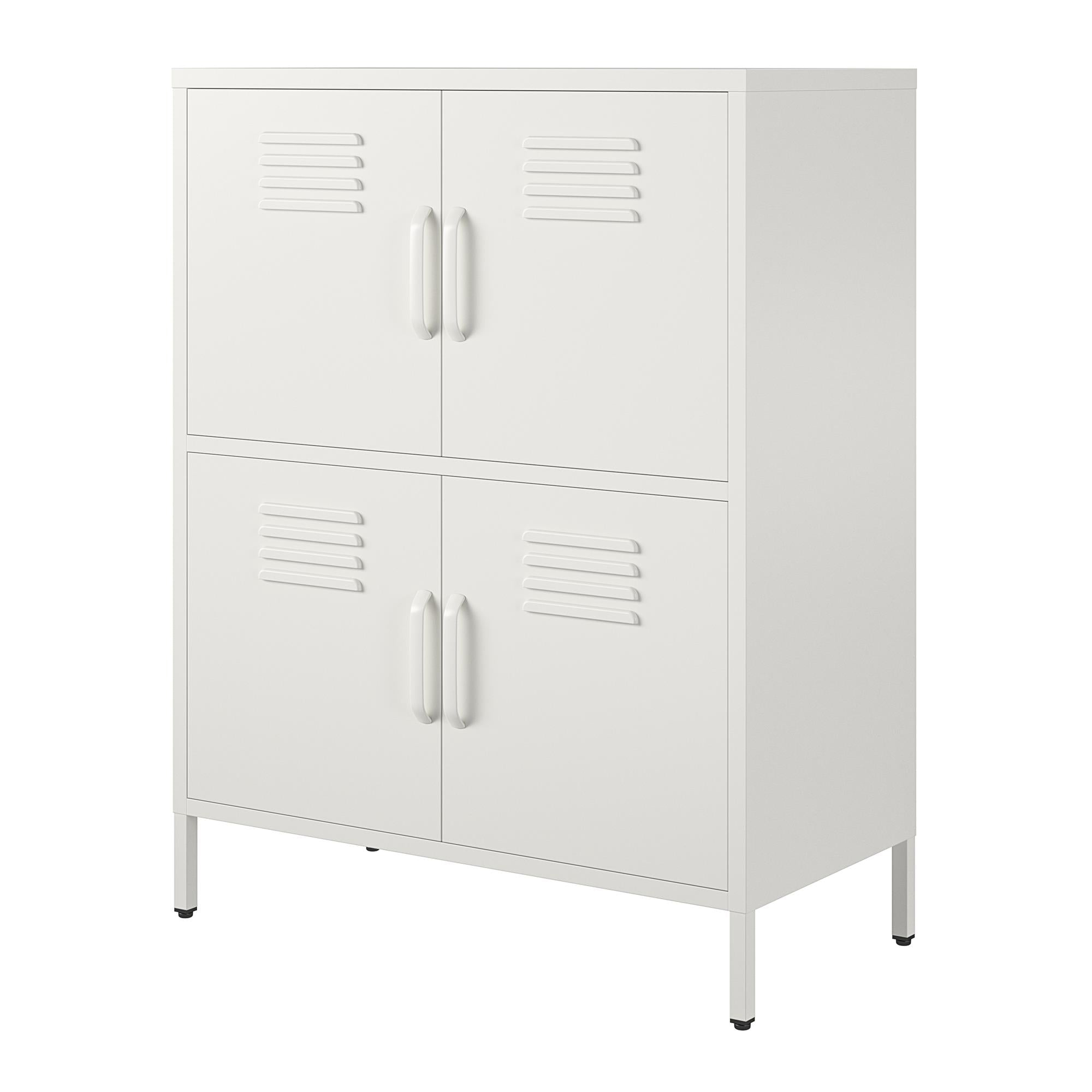Systembuild Evolution Mission District 4 Door Metal Locker Storage Cabinet - White
