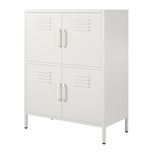 Systembuild Evolution Mission District 4 Door Metal Locker Storage Cabinet - White