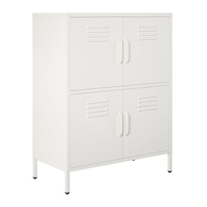 Systembuild Evolution Mission District 4 Door Metal Locker Storage Cabinet - White