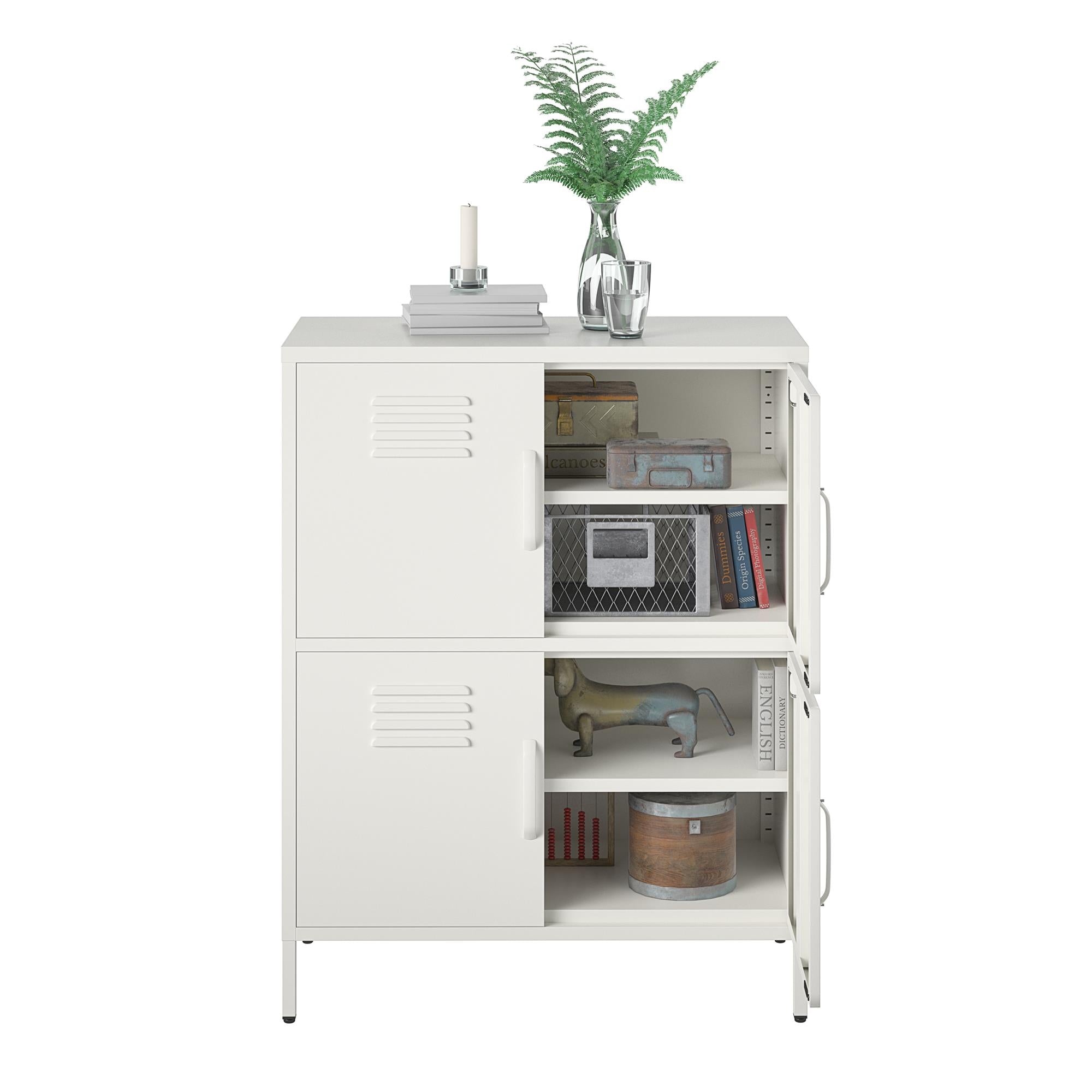 Systembuild Evolution Mission District 4 Door Metal Locker Storage Cabinet - White