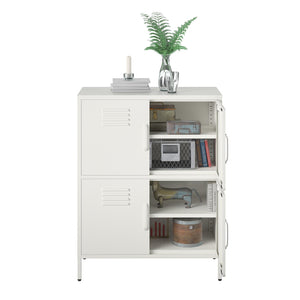 Systembuild Evolution Mission District 4 Door Metal Locker Storage Cabinet - White