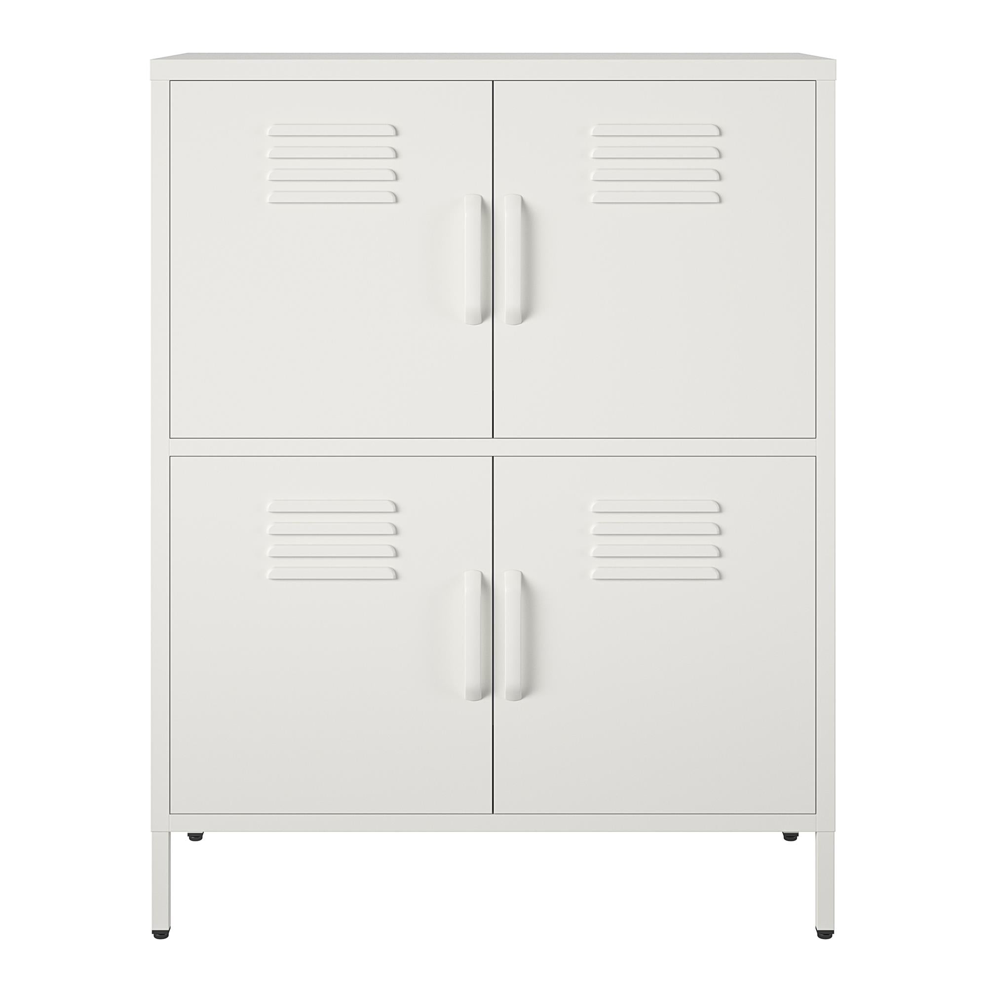Systembuild Evolution Mission District 4 Door Metal Locker Storage Cabinet - White