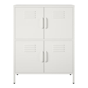 Systembuild Evolution Mission District 4 Door Metal Locker Storage Cabinet - White