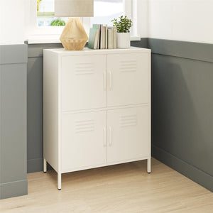 Systembuild Evolution Mission District 4 Door Metal Locker Storage Cabinet - White
