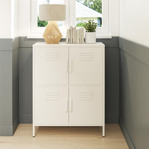 Systembuild Evolution Mission District 4 Door Metal Locker Storage Cabinet - White