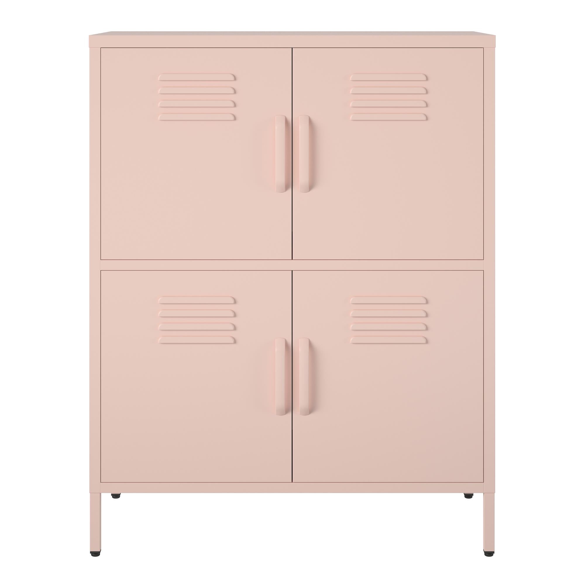 Systembuild Evolution Mission District 4 Door Metal Locker Storage Cabinet - Pale Pink