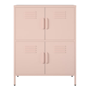 Systembuild Evolution Mission District 4 Door Metal Locker Storage Cabinet - Pale Pink