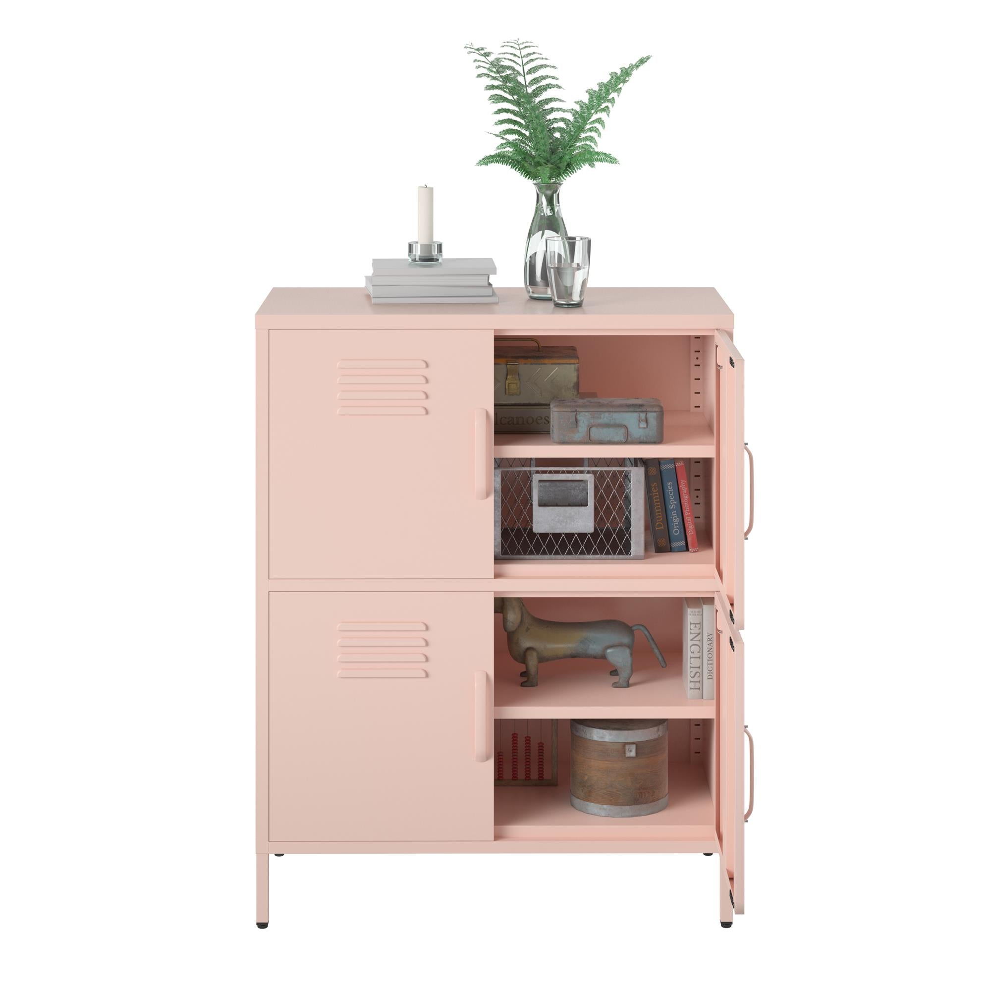 Systembuild Evolution Mission District 4 Door Metal Locker Storage Cabinet - Pale Pink