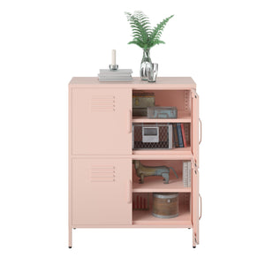 Systembuild Evolution Mission District 4 Door Metal Locker Storage Cabinet - Pale Pink