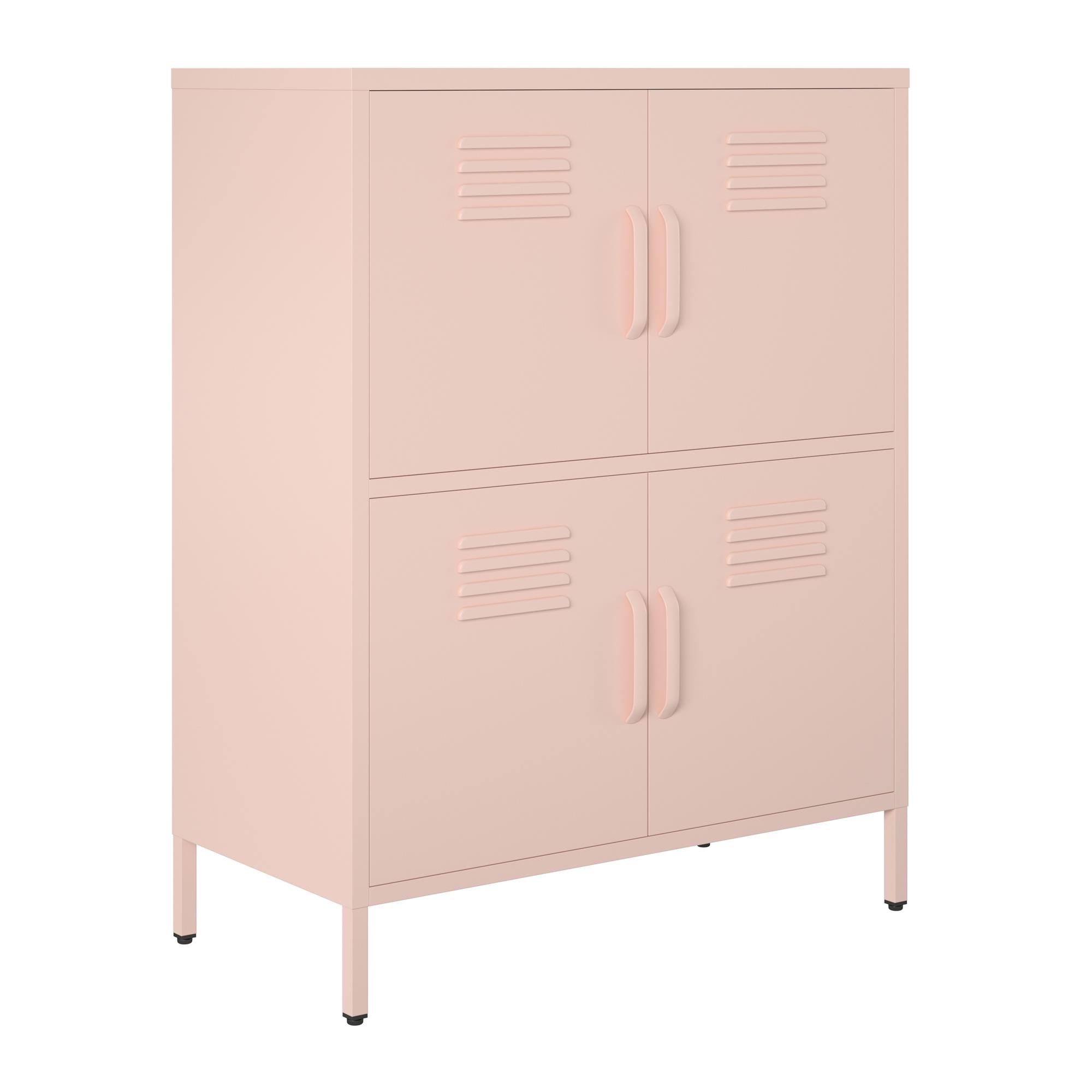 Systembuild Evolution Mission District 4 Door Metal Locker Storage Cabinet - Pale Pink
