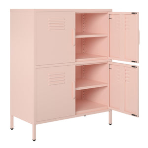 Systembuild Evolution Mission District 4 Door Metal Locker Storage Cabinet - Pale Pink