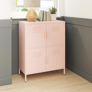 Systembuild Evolution Mission District 4 Door Metal Locker Storage Cabinet - Pale Pink
