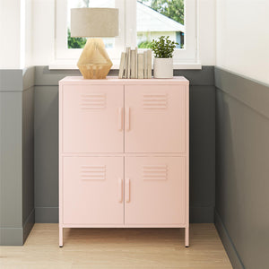 Systembuild Evolution Mission District 4 Door Metal Locker Storage Cabinet - Pale Pink