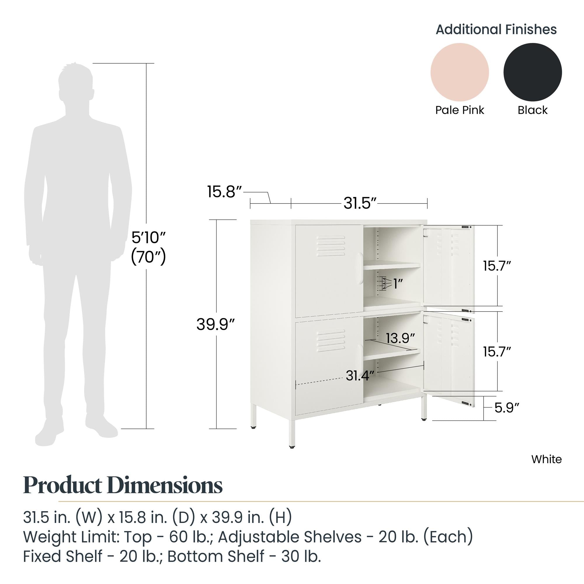 Systembuild Evolution Mission District 4 Door Metal Locker Storage Cabinet - White