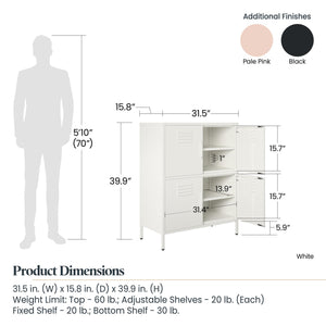 Systembuild Evolution Mission District 4 Door Metal Locker Storage Cabinet - White