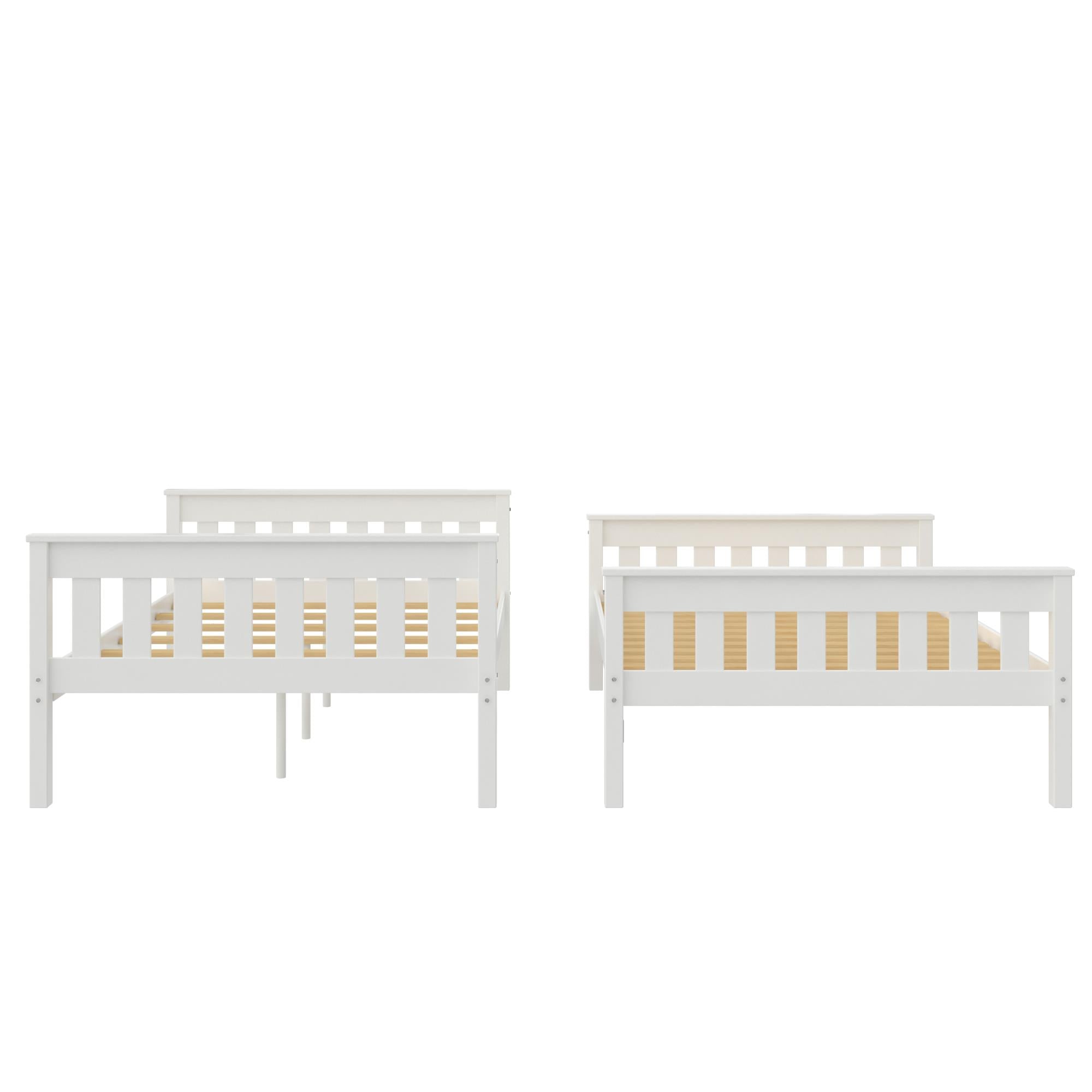 DHP Moon Kids' Wood Bunk Bed with USB - White